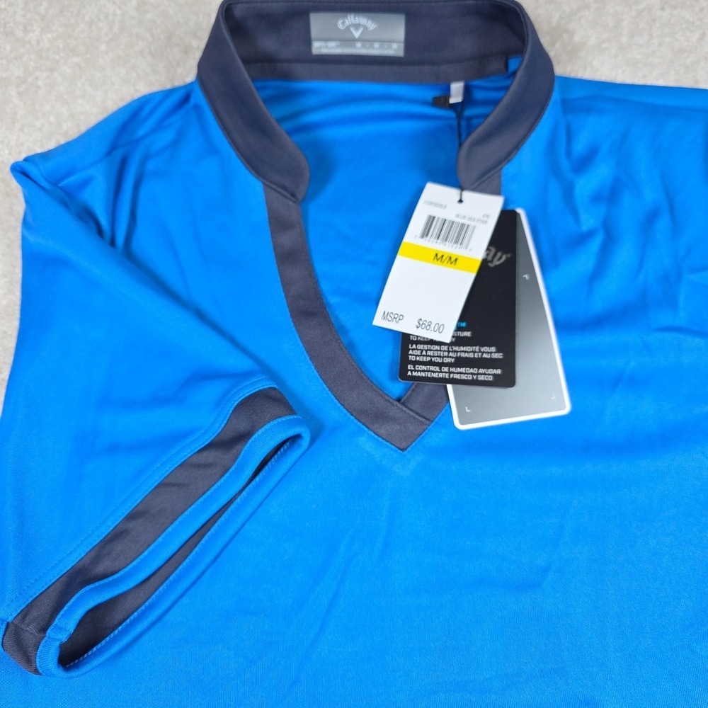 Callaway Polo Shirt Womens M Blue Mandarin Collar Golf Performance Opti-Dri NWT